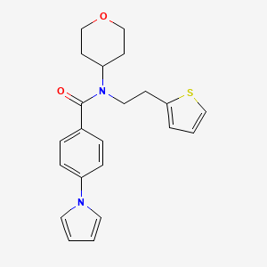molecular formula C22H24N2O2S B2732924 N-(oxan-4-yl)-4-(1H-pyrrol-1-yl)-N-[2-(thiophen-2-yl)ethyl]benzamide CAS No. 1798543-59-5