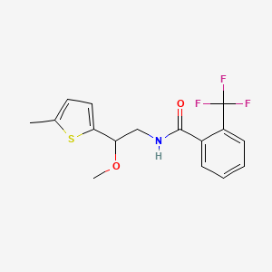 molecular formula C16H16F3NO2S B2732945 N-[2-Methoxy-2-(5-methylthiophen-2-YL)ethyl]-2-(trifluoromethyl)benzamide CAS No. 1797337-17-7