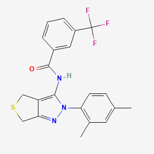 molecular formula C21H18F3N3OS B2732953 N-(2-(2,4-dimethylphenyl)-4,6-dihydro-2H-thieno[3,4-c]pyrazol-3-yl)-3-(trifluoromethyl)benzamide CAS No. 396721-17-8