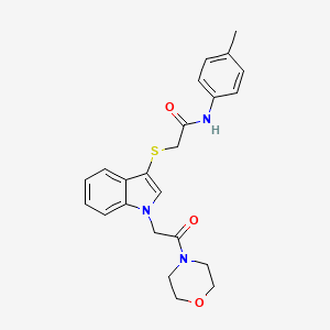 molecular formula C23H25N3O3S B2733004 N-(4-methylphenyl)-2-({1-[2-(morpholin-4-yl)-2-oxoethyl]-1H-indol-3-yl}sulfanyl)acetamide CAS No. 878054-40-1