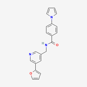 molecular formula C21H17N3O2 B2733021 N-((5-(furan-2-yl)pyridin-3-yl)methyl)-4-(1H-pyrrol-1-yl)benzamide CAS No. 2320924-15-8