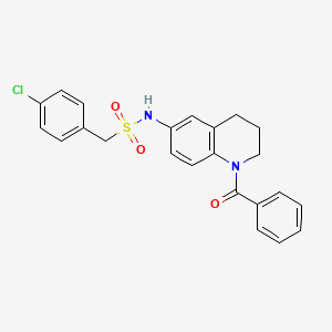 molecular formula C23H21ClN2O3S B2733088 N-(1-benzoyl-1,2,3,4-tetrahydroquinolin-6-yl)-1-(4-chlorophenyl)methanesulfonamide CAS No. 1171637-28-7