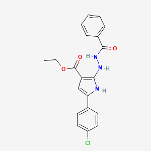 molecular formula C20H18ClN3O3 B2733133 ethyl 2-(2-benzoylhydrazino)-5-(4-chlorophenyl)-1H-pyrrole-3-carboxylate CAS No. 338419-67-3