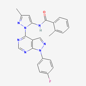 N-(1-(1-(4-fluorophenyl)-1H-pyrazolo[3,4-d]pyrimidin-4-yl)-3-methyl-1H-pyrazol-5-yl)-2-methylbenzamide