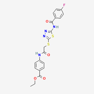 Ethyl 4-[[2-[[5-[(4-fluorobenzoyl)amino]-1,3,4-thiadiazol-2-yl]sulfanyl]acetyl]amino]benzoate