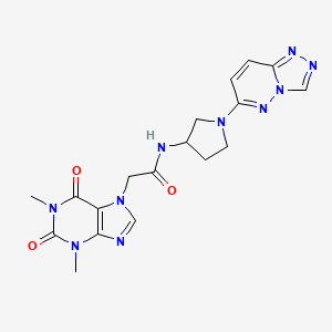 molecular formula C18H20N10O3 B2733153 N-(1-([1,2,4]triazolo[4,3-b]pyridazin-6-yl)pyrrolidin-3-yl)-2-(1,3-dimethyl-2,6-dioxo-2,3-dihydro-1H-purin-7(6H)-yl)acetamide CAS No. 2034469-24-2