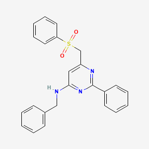 molecular formula C24H21N3O2S B2733154 N-Benzyl-2-phenyl-6-((phenylsulfonyl)methyl)-4-pyrimidinamine CAS No. 477866-97-0