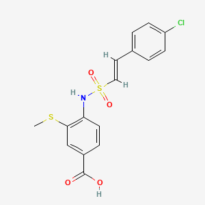 4-[[(E)-2-(4-Chlorophenyl)ethenyl]sulfonylamino]-3-methylsulfanylbenzoic acid