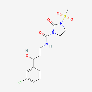 molecular formula C14H18ClN3O5S B2733174 N-(3-(3-chlorophenyl)-3-hydroxypropyl)-3-(methylsulfonyl)-2-oxoimidazolidine-1-carboxamide CAS No. 2034257-54-8