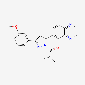 molecular formula C22H22N4O2 B2733203 1-(3-(3-methoxyphenyl)-5-(quinoxalin-6-yl)-4,5-dihydro-1H-pyrazol-1-yl)-2-methylpropan-1-one CAS No. 941913-16-2