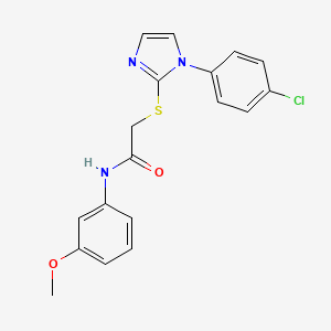 molecular formula C18H16ClN3O2S B2733210 2-[1-(4-chlorophenyl)imidazol-2-yl]sulfanyl-N-(3-methoxyphenyl)acetamide CAS No. 688337-48-6