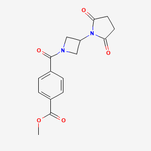 molecular formula C16H16N2O5 B2733218 Methyl 4-[3-(2,5-dioxopyrrolidin-1-yl)azetidine-1-carbonyl]benzoate CAS No. 2034307-79-2