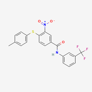 4-(4-methylphenyl)sulfanyl-3-nitro-N-[3-(trifluoromethyl)phenyl]benzamide