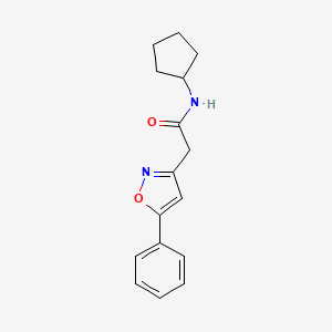 molecular formula C16H18N2O2 B2733231 N-cyclopentyl-2-(5-phenyl-1,2-oxazol-3-yl)acetamide CAS No. 946341-30-6