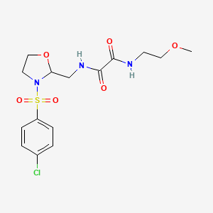 molecular formula C15H20ClN3O6S B2733249 N'-{[3-(4-chlorobenzenesulfonyl)-1,3-oxazolidin-2-yl]methyl}-N-(2-methoxyethyl)ethanediamide CAS No. 874804-69-0
