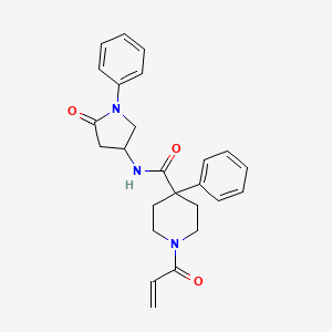 B2733287 N-(5-Oxo-1-phenylpyrrolidin-3-yl)-4-phenyl-1-prop-2-enoylpiperidine-4-carboxamide CAS No. 2361682-07-5