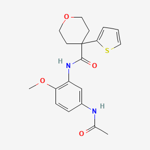 molecular formula C19H22N2O4S B2733292 N-(5-acetamido-2-methoxyphenyl)-4-(thiophen-2-yl)oxane-4-carboxamide CAS No. 877649-64-4