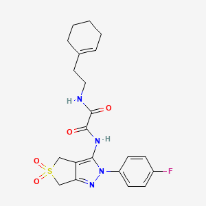 molecular formula C21H23FN4O4S B2733301 N'-[2-(cyclohex-1-en-1-yl)ethyl]-N-[2-(4-fluorophenyl)-5,5-dioxo-2H,4H,6H-5lambda6-thieno[3,4-c]pyrazol-3-yl]ethanediamide CAS No. 899961-88-7