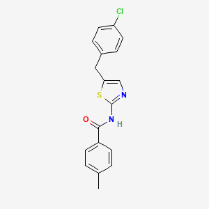 molecular formula C18H15ClN2OS B2733312 N-{5-[(4-chlorophenyl)methyl]-1,3-thiazol-2-yl}-4-methylbenzamide CAS No. 304896-03-5