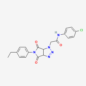 molecular formula C20H18ClN5O3 B2733316 N-(4-chlorophenyl)-2-[5-(4-ethylphenyl)-4,6-dioxo-1H,3aH,4H,5H,6H,6aH-pyrrolo[3,4-d][1,2,3]triazol-1-yl]acetamide CAS No. 1008068-64-1