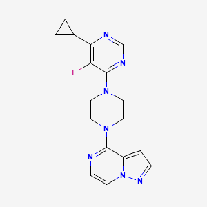 molecular formula C17H18FN7 B2733378 4-Cyclopropyl-5-fluoro-6-(4-{pyrazolo[1,5-a]pyrazin-4-yl}piperazin-1-yl)pyrimidine CAS No. 2380085-06-1
