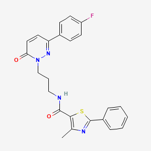 molecular formula C24H21FN4O2S B2733394 N-(3-(3-(4-fluorophenyl)-6-oxopyridazin-1(6H)-yl)propyl)-4-methyl-2-phenylthiazole-5-carboxamide CAS No. 1021120-51-3