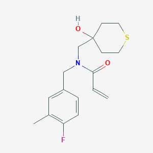 molecular formula C17H22FNO2S B2733395 N-[(4-Fluoro-3-methylphenyl)methyl]-N-[(4-hydroxythian-4-yl)methyl]prop-2-enamide CAS No. 2411274-86-5