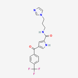 molecular formula C19H17F3N4O2 B2733401 N-[3-(1H-imidazol-1-yl)propyl]-4-[4-(trifluoromethyl)benzoyl]-1H-pyrrole-2-carboxamide CAS No. 439109-68-9