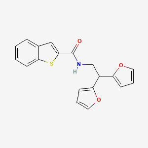 molecular formula C19H15NO3S B2733454 N-[2,2-bis(furan-2-yl)ethyl]-1-benzothiophene-2-carboxamide CAS No. 2319873-74-8