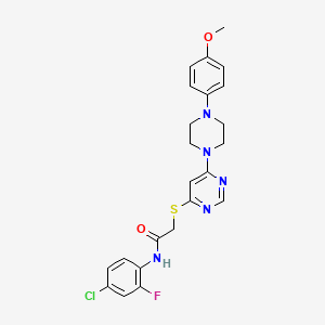 molecular formula C23H23ClFN5O2S B2733467 N-(4-chloro-2-fluorophenyl)-2-({6-[4-(4-methoxyphenyl)piperazin-1-yl]pyrimidin-4-yl}sulfanyl)acetamide CAS No. 1251586-20-5