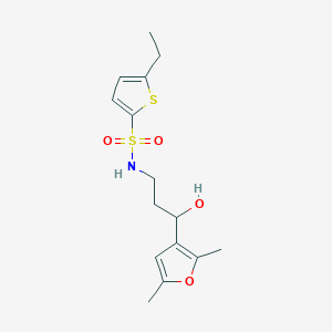 molecular formula C15H21NO4S2 B2733495 N-[3-(2,5-Dimethylfuran-3-YL)-3-hydroxypropyl]-5-ethylthiophene-2-sulfonamide CAS No. 1448131-59-6
