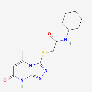 molecular formula C14H19N5O2S B2733508 N-CYCLOHEXYL-2-({5-METHYL-7-OXO-7H,8H-[1,2,4]TRIAZOLO[4,3-A]PYRIMIDIN-3-YL}SULFANYL)ACETAMIDE CAS No. 877639-16-2