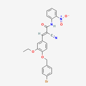 molecular formula C25H20BrN3O5 B2733514 (E)-3-[4-[(4-bromophenyl)methoxy]-3-ethoxyphenyl]-2-cyano-N-(2-nitrophenyl)prop-2-enamide CAS No. 522655-40-9