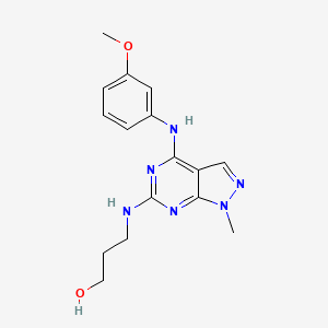 3-[[4-(3-Methoxyanilino)-1-methylpyrazolo[3,4-d]pyrimidin-6-yl]amino]propan-1-ol