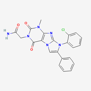 molecular formula C22H17ClN6O3 B2733584 2-[8-(2-chlorophenyl)-1-methyl-2,4-dioxo-7-phenyl-1H,2H,3H,4H,8H-imidazo[1,2-g]purin-3-yl]acetamide CAS No. 896300-03-1
