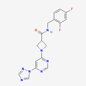 molecular formula C17H15F2N7O B2733641 1-(6-(1H-1,2,4-triazol-1-yl)pyrimidin-4-yl)-N-(2,4-difluorobenzyl)azetidine-3-carboxamide CAS No. 2034360-33-1