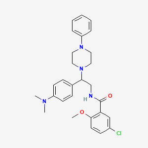 molecular formula C28H33ClN4O2 B2733676 5-chloro-N-(2-(4-(dimethylamino)phenyl)-2-(4-phenylpiperazin-1-yl)ethyl)-2-methoxybenzamide CAS No. 1005305-34-9