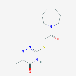 molecular formula C12H18N4O2S B2733679 3-((2-(azepan-1-yl)-2-oxoethyl)thio)-6-methyl-1,2,4-triazin-5(4H)-one CAS No. 577754-44-0