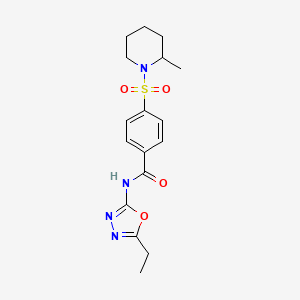 molecular formula C17H22N4O4S B2733680 N-(5-ethyl-1,3,4-oxadiazol-2-yl)-4-[(2-methylpiperidin-1-yl)sulfonyl]benzamide CAS No. 685837-26-7