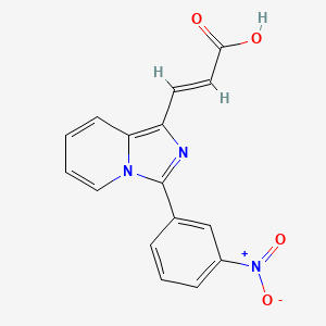 molecular formula C16H11N3O4 B2733687 (E)-3-(3-(3-nitrophenyl)imidazo[1,5-a]pyridin-1-yl)acrylic acid CAS No. 461684-35-5