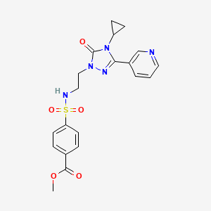 molecular formula C20H21N5O5S B2733719 methyl 4-({2-[4-cyclopropyl-5-oxo-3-(pyridin-3-yl)-4,5-dihydro-1H-1,2,4-triazol-1-yl]ethyl}sulfamoyl)benzoate CAS No. 1795409-22-1