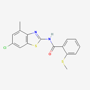 molecular formula C16H13ClN2OS2 B2733725 N-(6-chloro-4-methylbenzo[d]thiazol-2-yl)-2-(methylthio)benzamide CAS No. 896352-82-2