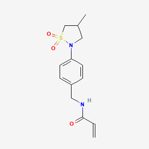 molecular formula C14H18N2O3S B2733739 N-{[4-(4-methyl-1,1-dioxo-1lambda6,2-thiazolidin-2-yl)phenyl]methyl}prop-2-enamide CAS No. 2411244-94-3