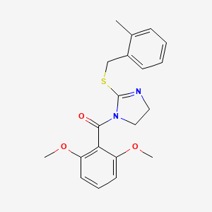 molecular formula C20H22N2O3S B2733745 (2,6-dimethoxyphenyl)(2-((2-methylbenzyl)thio)-4,5-dihydro-1H-imidazol-1-yl)methanone CAS No. 862826-83-3