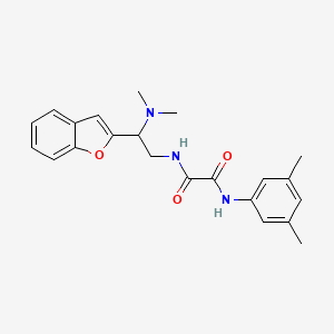 molecular formula C22H25N3O3 B2733748 N-[2-(1-benzofuran-2-yl)-2-(dimethylamino)ethyl]-N'-(3,5-dimethylphenyl)ethanediamide CAS No. 2034466-87-8