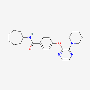 molecular formula C23H30N4O2 B2733771 N-cycloheptyl-4-{[3-(piperidin-1-yl)pyrazin-2-yl]oxy}benzamide CAS No. 1116084-13-9