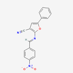 2-[(E)-[(4-nitrophenyl)methylidene]amino]-5-phenylfuran-3-carbonitrile