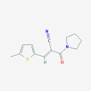 (E)-3-(5-methylthiophen-2-yl)-2-(pyrrolidine-1-carbonyl)prop-2-enenitrile