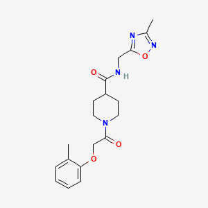 molecular formula C19H24N4O4 B2733795 N-[(3-methyl-1,2,4-oxadiazol-5-yl)methyl]-1-[2-(2-methylphenoxy)acetyl]piperidine-4-carboxamide CAS No. 1334369-32-2