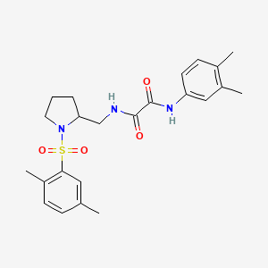 molecular formula C23H29N3O4S B2733805 N-{[1-(2,5-dimethylbenzenesulfonyl)pyrrolidin-2-yl]methyl}-N'-(3,4-dimethylphenyl)ethanediamide CAS No. 896290-39-4
